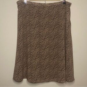 Liz Claiborne Animal Print Skirt 12P Brown Tan Side Zip Lined Office Career